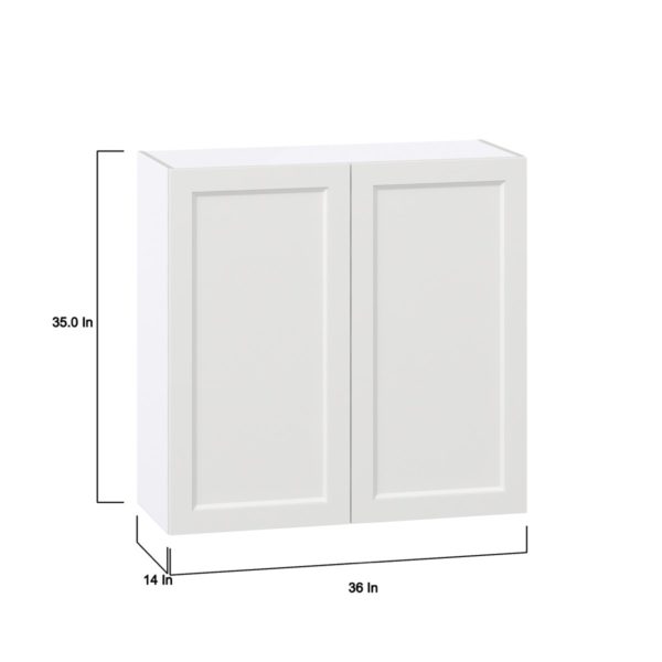 Magnolia Painted Bright White Recessed Assembled Wall  Cabinet with 2 Full High Doors (36 in. W x 35 in. H x 14 in. D)