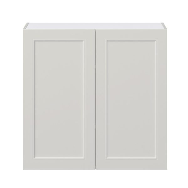 Wisteria Painted Light Gray Recessed Assembled Wall  Cabinet with 2 Full High Doors (36 in. W x 35 in. H x 14 in. D)