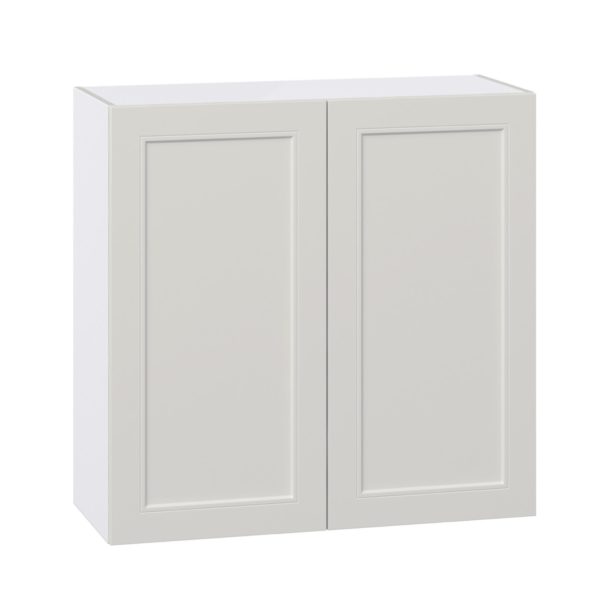 Wisteria Painted Light Gray Recessed Assembled Wall  Cabinet with 2 Full High Doors (36 in. W x 35 in. H x 14 in. D)