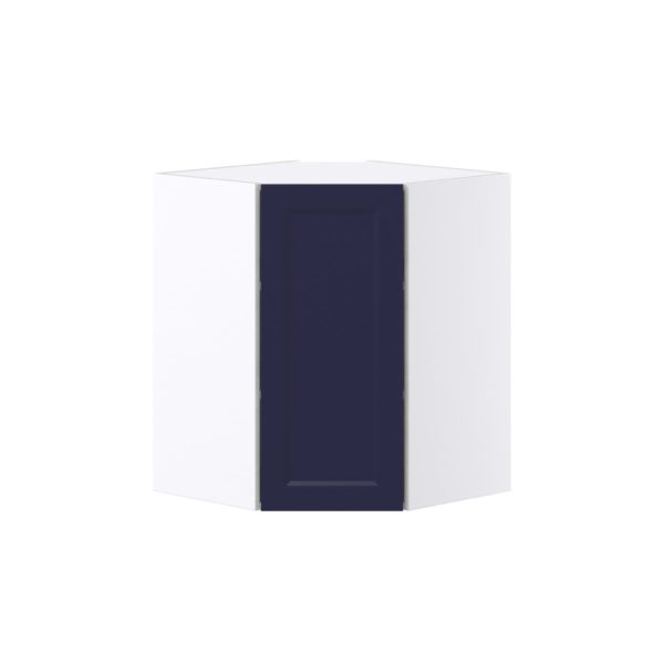 Camellia Painted Midnight Blue Recessed Assembled Wall Diagonal Corner Cabinet with a Door (24 in. W x 30 in. H x 24 in. D)