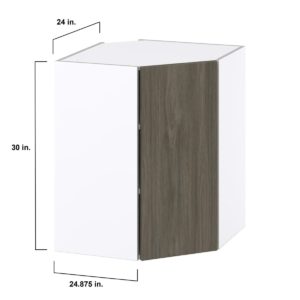 Cordyline Textured Slab Walnut Assembled Wall Diagonal Corner Cabinet with a Door (24 in. W x 30 in. H x 24 in. D)