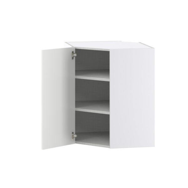 Magnolia Painted Bright White Recessed Assembled Wall Diagonal Corner Cabinet with a Door (24 in. W x 30 in. H x 24 in. D)