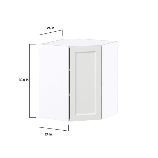 Magnolia Painted Bright White Recessed Assembled Wall Diagonal Corner Cabinet with a Door (24 in. W x 30 in. H x 24 in. D)