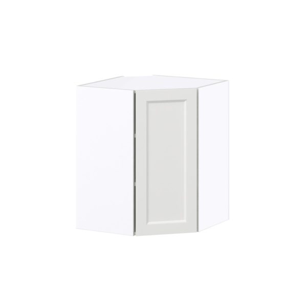 Magnolia Painted Bright White Recessed Assembled Wall Diagonal Corner Cabinet with a Door (24 in. W x 30 in. H x 24 in. D)