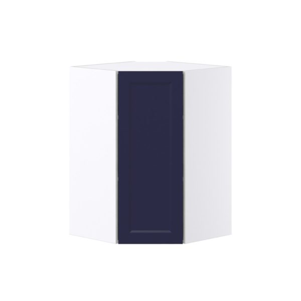 Camellia Painted Midnight Blue Recessed Assembled Wall Diagonal Corner Cabinet with a Door (24 in. W x 35 in. H x 24 in. D)