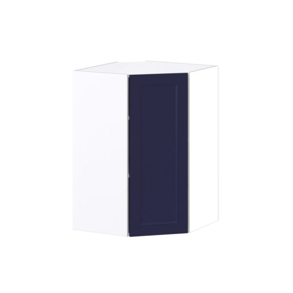 Camellia Painted Midnight Blue Recessed Assembled Wall Diagonal Corner Cabinet with a Door (24 in. W x 35 in. H x 24 in. D)