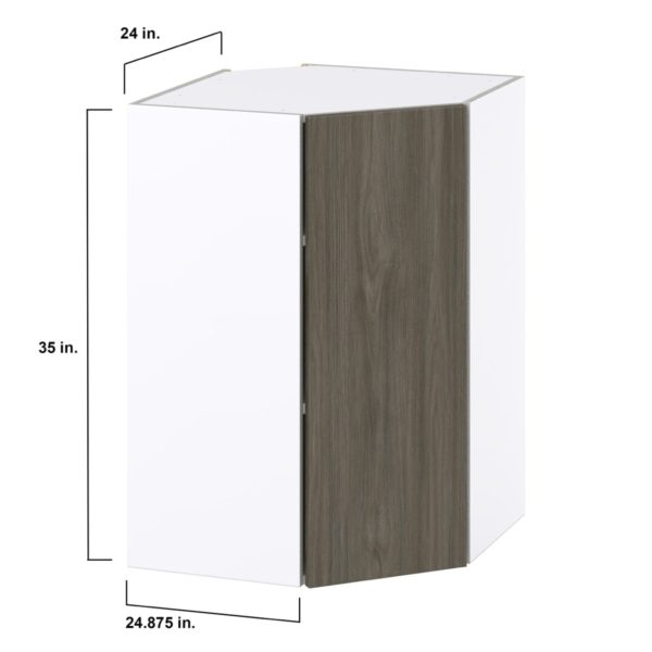 Cordyline Textured Slab Walnut Assembled Wall Diagonal Corner Cabinet with a Door (24 in. W x 35 in. H x 24 in. D)