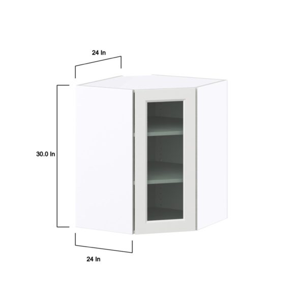 Magnolia Painted Bright White Assembled Corner Wall Cabinet with a Glass Door (24 in. W x 30 in. H x 24 in. D)