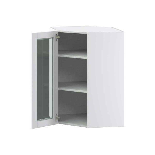 Bright White Assembled Corner Wall  Cabinet with a Glass Door (24 in. W x 35 in. H x 24 in. D)