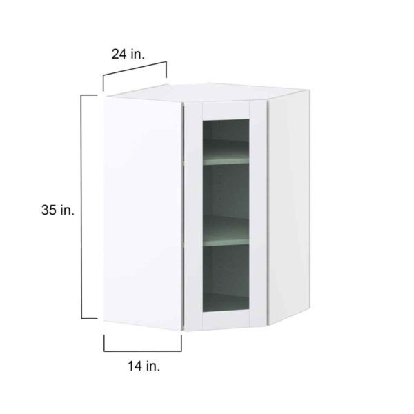 Bright White Assembled Corner Wall  Cabinet with a Glass Door (24 in. W x 35 in. H x 24 in. D)