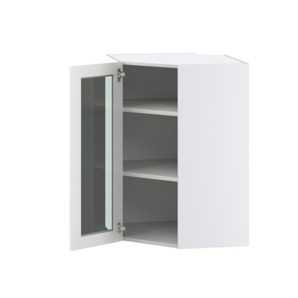 Magnolia Painted Bright White Assembled Corner Wall Cabinet with a Glass Door (24 in. W x 35 in. H x 24 in. D)