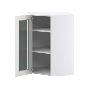 Wisteria Painted Light Gray  Assembled Corner Wall Cabinet with a Glass Door (24 in. W x 35 in. H x 24 in. D)