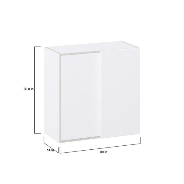 Lily Bright White  Slab Assembled Wall Blind Corner  Cabinet (30 in. W X 30 in. H X 14 in. D)