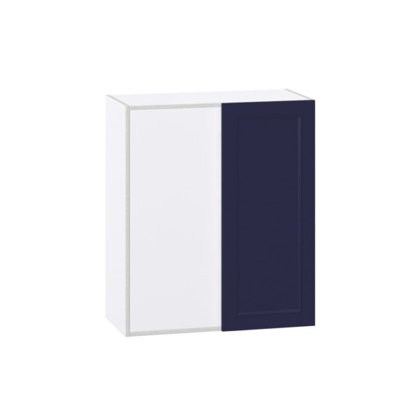 Camellia Painted Midnight Blue Recessed Assembled Wall Blind Corner  Cabinet (30 in. W X 35 in. H X 14 in. D)