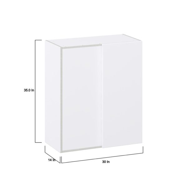 Lily Bright White  Slab Assembled Wall Blind Corner  Cabinet (30 in. W X 35 in. H X 14 in. D)