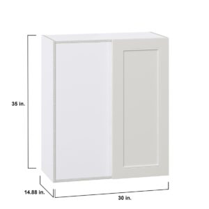 Wisteria Painted Light Gray Recessed Assembled Wall Blind Corner  Cabinet (30 in. W X 35 in. H X 14 in. D)