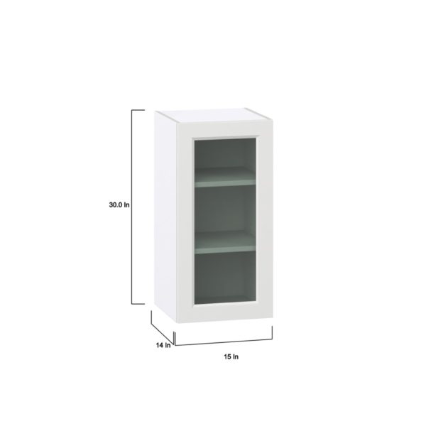 Magnolia Painted Bright White Assembled Wall  Cabinet with a Full High Glass Door (15 in. W x 30 in. H x 14 in. D)