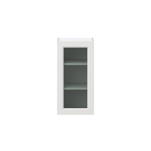 Magnolia Painted Bright White Assembled Wall  Cabinet with a Full High Glass Door (15 in. W x 30 in. H x 14 in. D)