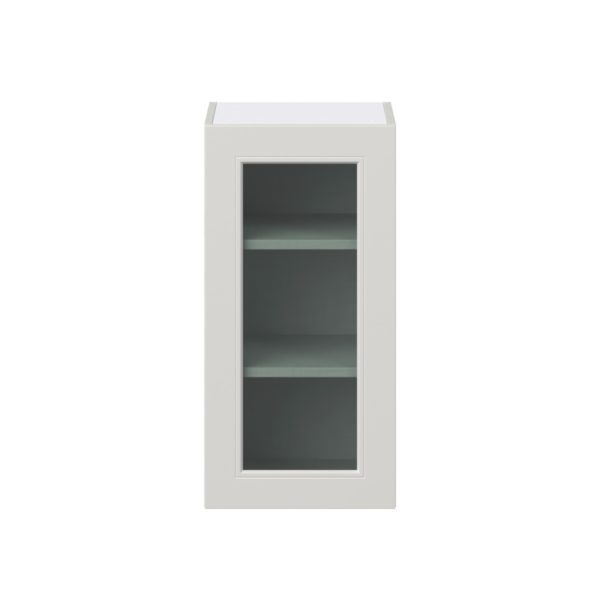 Wisteria Painted Light Gray  Assembled Wall  Cabinet with a Full High Glass Door (15 in. W x 30 in. H x 14 in. D)