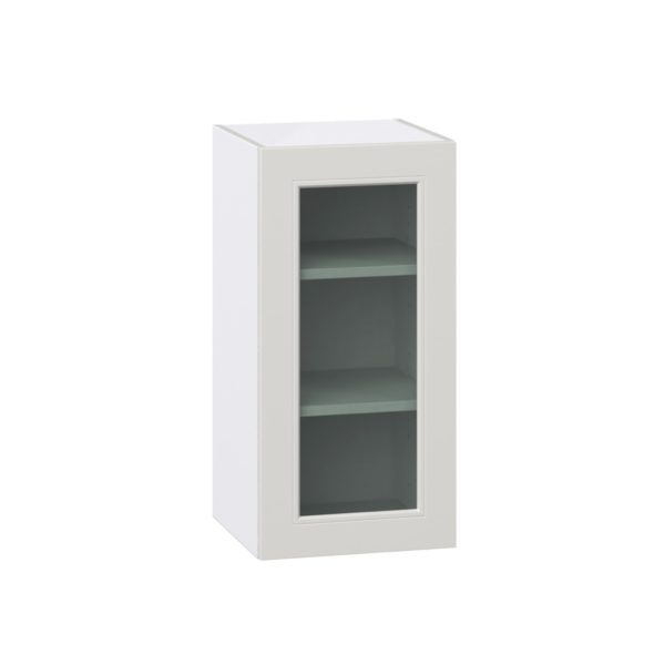 Wisteria Painted Light Gray  Assembled Wall  Cabinet with a Full High Glass Door (15 in. W x 30 in. H x 14 in. D)