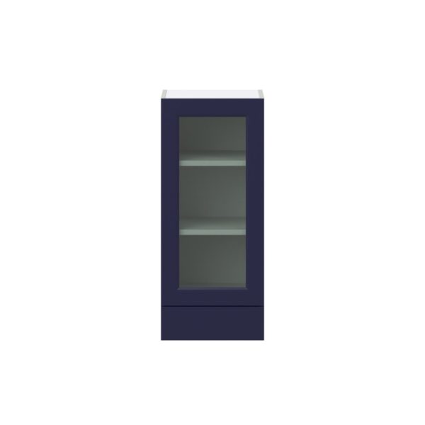 Camellia Painted Midnight Blue Assembled Wall  Cabinet with a Glass Door and a 5 in. Drawer (15 in. W x 35 in. H x 14 in. D)