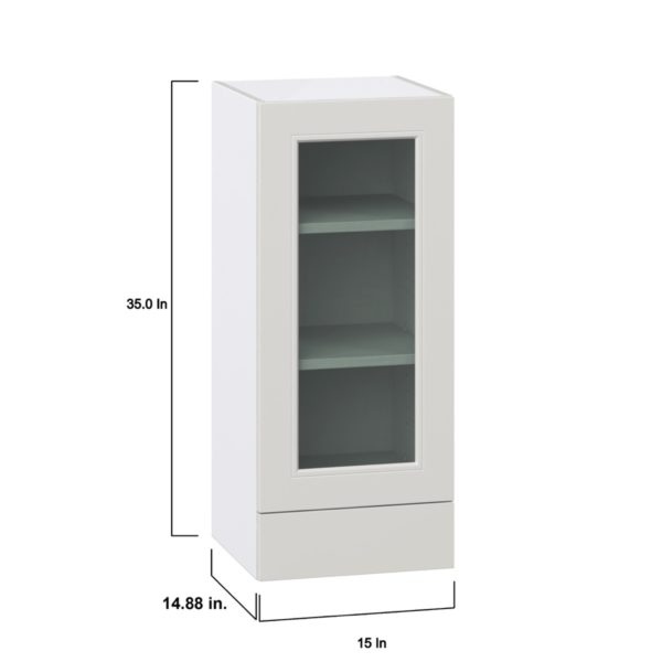 Wisteria Painted Light Gray  Assembled Wall  Cabinet with a Glass Door and a 5 in. Drawer (15 in. W x 35 in. H x 14 in. D)