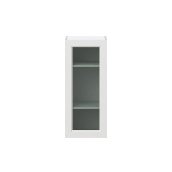 Magnolia Painted Bright White Assembled Wall  Cabinet with a Full High Glass Door (15 in. W x 35 in. H x 14 in. D)