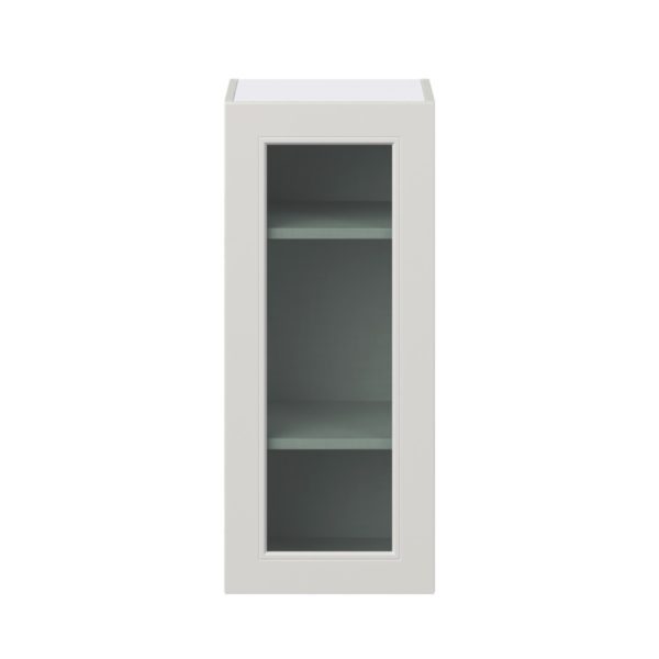 Wisteria Painted Light Gray  Assembled Wall  Cabinet with a Full High Glass Door (15 in. W x 35 in. H x 14 in. D)