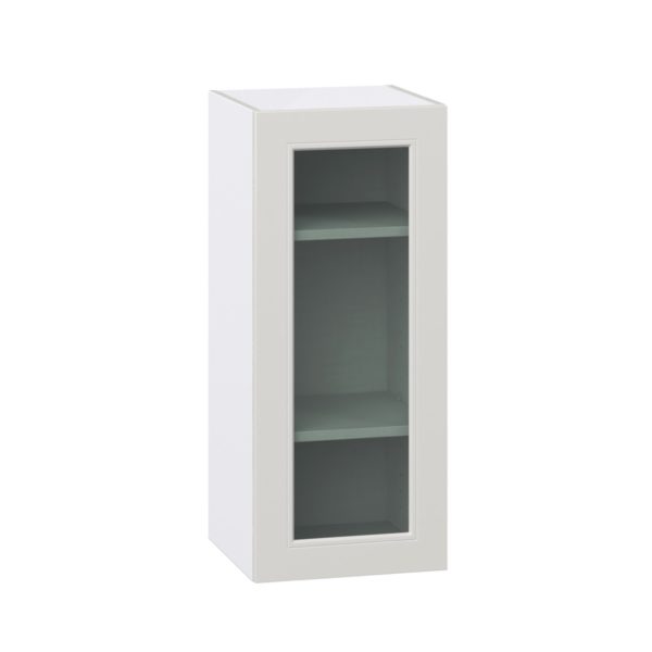 Wisteria Painted Light Gray  Assembled Wall  Cabinet with a Full High Glass Door (15 in. W x 35 in. H x 14 in. D)