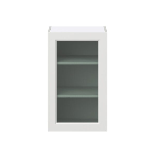 Magnolia Painted Bright White Assembled Wall  Cabinet with a Full High Glass Door (18 in. W x 30 in. H x 14 in. D)