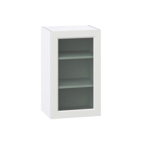 Magnolia Painted Bright White Assembled Wall  Cabinet with a Full High Glass Door (18 in. W x 30 in. H x 14 in. D)