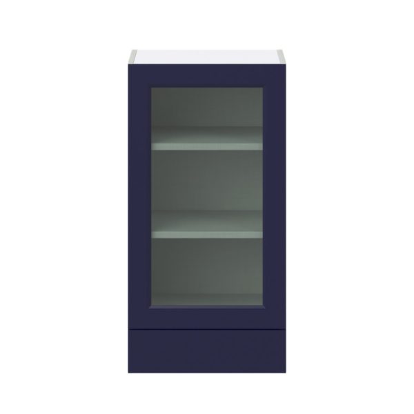 Camellia Painted Midnight Blue Assembled Wall  Cabinet with a Glass Door and a 5 in. Drawer (18 in. W x 35 in. H x 14 in. D)