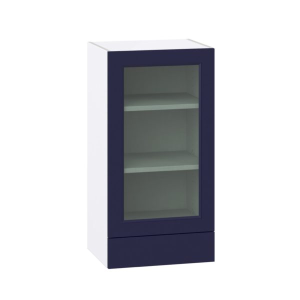 Camellia Painted Midnight Blue Assembled Wall  Cabinet with a Glass Door and a 5 in. Drawer (18 in. W x 35 in. H x 14 in. D)