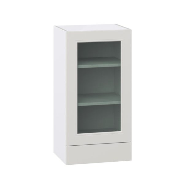 Wisteria Painted Light Gray  Assembled Wall  Cabinet with a Glass Door and a 5 in. Drawer (18 in. W x 35 in. H x 14 in. D)