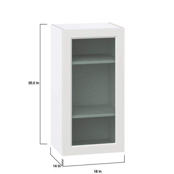 Magnolia Painted Bright White Assembled Wall  Cabinet with a Full High Glass Door (18 in. W x 35 in. H x 14 in. D)