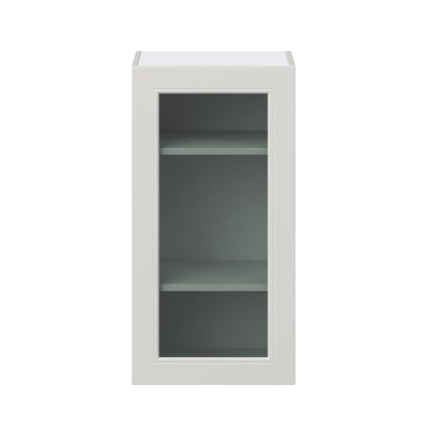 Wisteria Painted Light Gray  Assembled Wall  Cabinet with a Full High Glass Door (18 in. W x 35 in. H x 14 in. D)