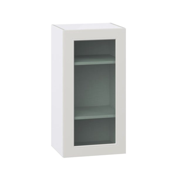 Wisteria Painted Light Gray  Assembled Wall  Cabinet with a Full High Glass Door (18 in. W x 35 in. H x 14 in. D)