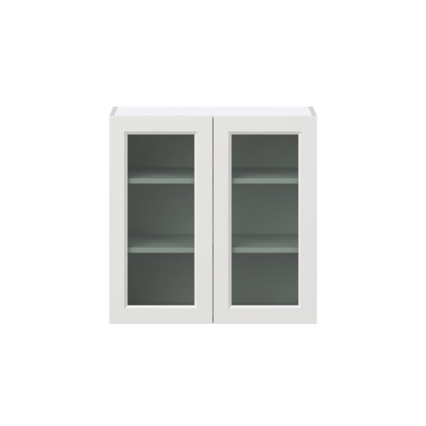 Magnolia Painted Bright White Assembled Wall  Cabinet with 2 Glass Doors (30 in. W x 30 in. H x 14 in. D)