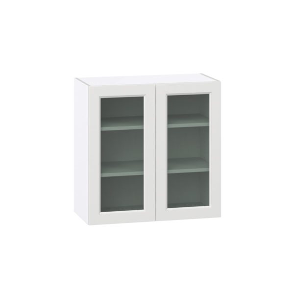 Magnolia Painted Bright White Assembled Wall  Cabinet with 2 Glass Doors (30 in. W x 30 in. H x 14 in. D)