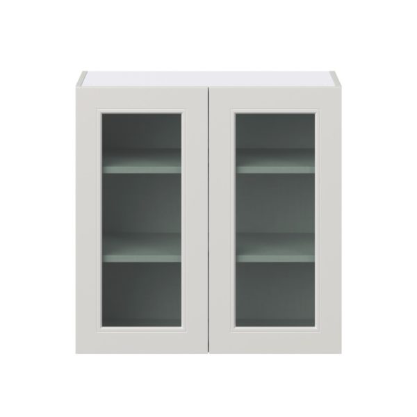 Wisteria Painted Light Gray  Assembled Wall  Cabinet with 2 Glass Doors (30 in. W x 30 in. H x 14 in. D)