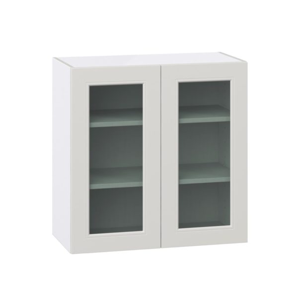 Wisteria Painted Light Gray  Assembled Wall  Cabinet with 2 Glass Doors (30 in. W x 30 in. H x 14 in. D)