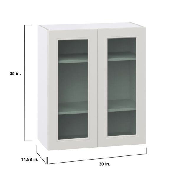 Wisteria Painted Light Gray  Assembled Wall  Cabinet with 2 Glass Doors (30 in. W x 35 in. H x 14 in. D)