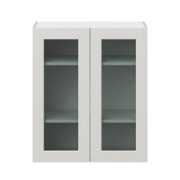 Wisteria Painted Light Gray  Assembled Wall  Cabinet with 2 Glass Doors (30 in. W x 35 in. H x 14 in. D)