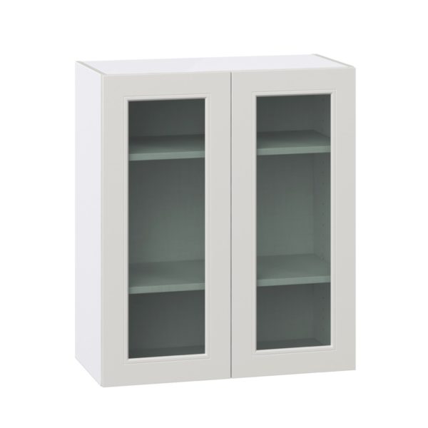 Wisteria Painted Light Gray  Assembled Wall  Cabinet with 2 Glass Doors (30 in. W x 35 in. H x 14 in. D)