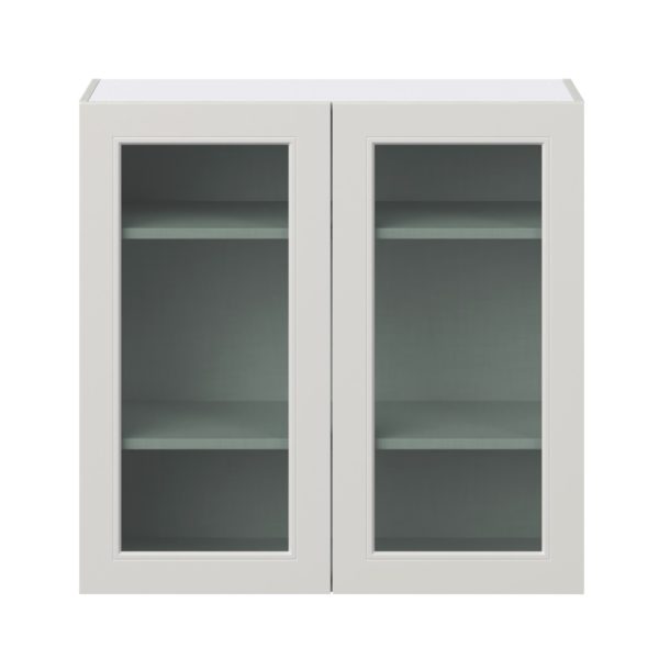 Wisteria Painted Light Gray  Assembled Wall  Cabinet with 2 Glass Doors (36 in. W x 35 in. H x 14 in. D)