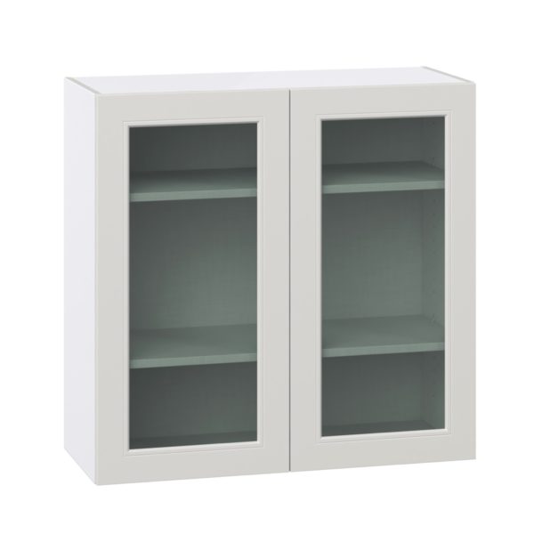 Wisteria Painted Light Gray  Assembled Wall  Cabinet with 2 Glass Doors (36 in. W x 35 in. H x 14 in. D)