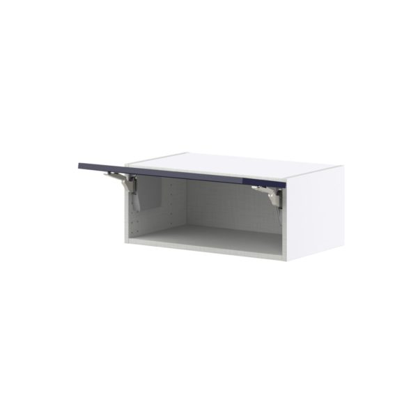 Camellia Painted Midnight Blue Recessed Assembled Wall Bridge  Cabinet with Lift Up Door (24 in. W X 10 in. H X 14 in. D)