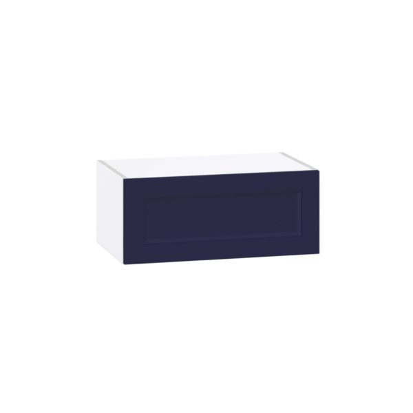 Camellia Painted Midnight Blue Recessed Assembled Wall Bridge  Cabinet with Lift Up Door (24 in. W X 10 in. H X 14 in. D)