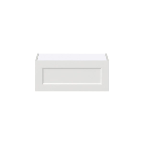 Magnolia Painted Bright White Recessed Assembled Wall Bridge  Cabinet with Lift Up Door (24 in. W X 10 in. H X 14 in. D)