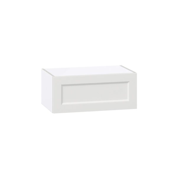 Magnolia Painted Bright White Recessed Assembled Wall Bridge  Cabinet with Lift Up Door (24 in. W X 10 in. H X 14 in. D)